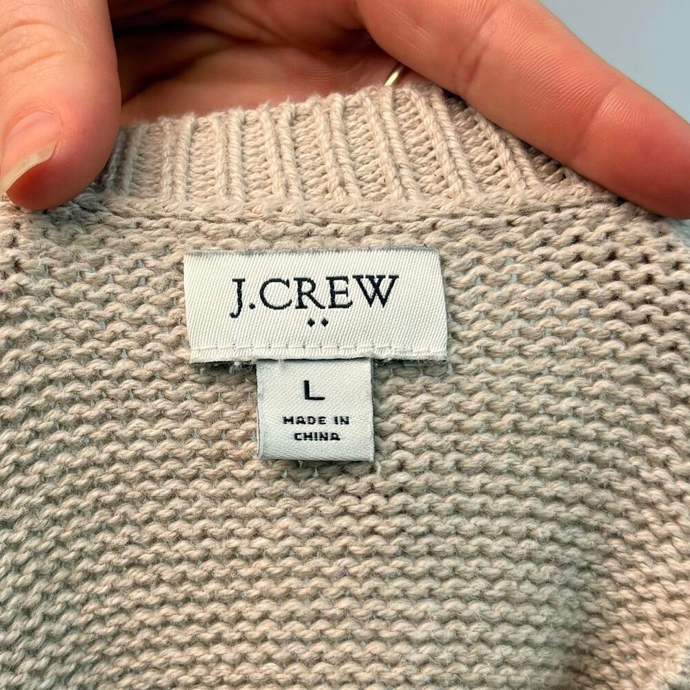 J.Crew Tan Crewneck Sweater - Scalloped Hem, Size Large - Picture 5 of 7